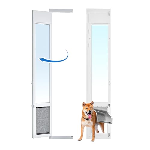 Large Dog Door for Sliding Glass Door,Openable Pet Door for Sliding Glass Doors，All-Metal Framed & Panel & Lock,Adjustable 75 7/8" to 81" Slider Height -Large