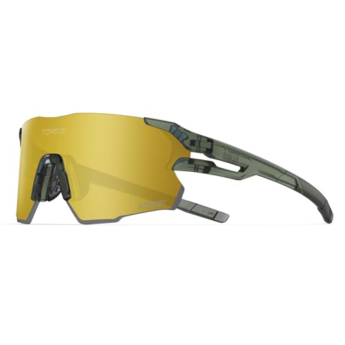 Sports Sunglasses for Men and Women-UV Protection, Ideal for Cycling, Fishing, Baseball, Running, Golf Iceman (Transparent Gray&Black&Gold Lens)