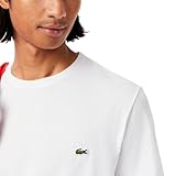 Lacoste Mens Short Sleeve Crew Neck Pima Cotton Jersey T-Shirt, White, Large