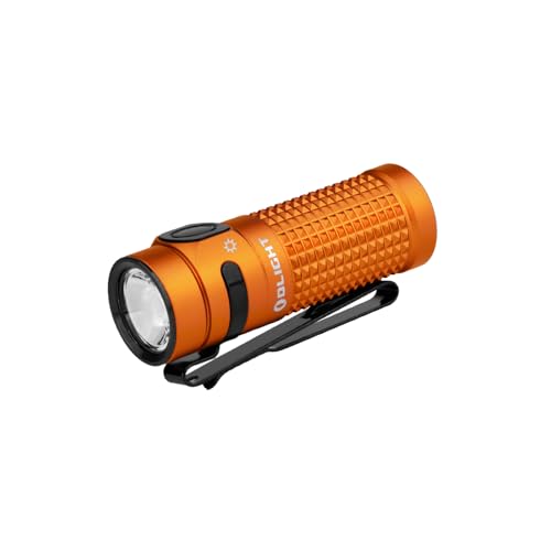 OLIGHT Baton4 Rechargeable EDC Flashlight, LED Pocket Light 1300 Lumens with Magnetic Charging Cable, Powerful Bright IPX8 Waterproof for Home, Camping and Emergencies (Orange)