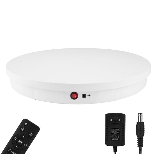 Motorized Rotating Display Stand, 360 Degree Automatic Rotating Display Stand, Angle Speed Adjustabl Turntable for Big Size Products Potography Live Video Show White/ 20.5inch /220Lbs Load/Wired