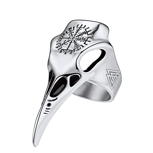 PROSTEEL Cool Norse Punk Rings Stainless Steel Crow Viking Jewelry Raven Skull Full Finger Ring