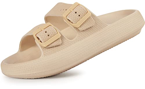 Weweya Soft Foam Slides Sandals for Women and Men Eva Rubber Flat Cozy Slides Outdoor Indoor Pool House Bath Shower Slippers Shoes Tan Men Size 7 7.5 8 Women Size 8 8.5 9