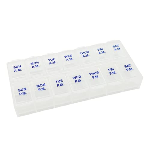 Ezy Dose Weekly 7-Day AM/PM Pill Organizer, Vitamin Case and Medicine Box, Medium Compartments for Twice-Daily Dosing, Natural Color Design, Easy-Open Lids, Portable and Perfect for Home or Travel Use