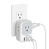 USB Charger Block, TESSAN Wall Plug Adapter with Electrical 4 Box Splitter 3 USB Wall Charger Ports, Multi Plug Outlet Extender Charging for Cruise, Travel, Office, Dorm Essentials