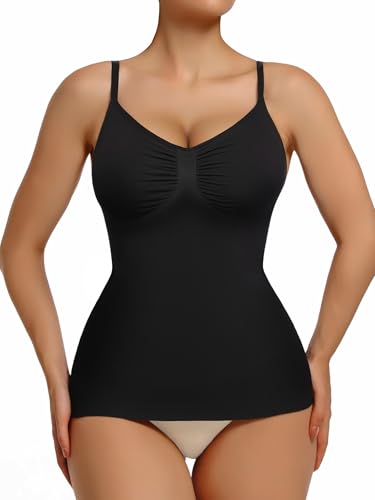 SHAPERX Women's Shapewear Tank Tops, Seamless Tummy Control Shaping Camisole Adjustable Straps Anti-Roll Hem