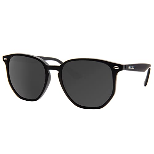 MAXJULI Polarized Oversized Hexagon Sunglasses for Women Trendy Polygon TR90 Frame Glasses 8821 C1 Black Frame/Grey Polarized Lens