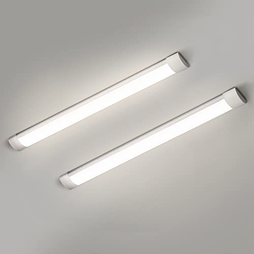 colmeguna 2 Packs 3FT LED Batten Light, Ultra-Thin Slim Ceiling Surface Mounted Light, 30W, 4000K, IP20, LED Ceiling Lamp for Garage, Shop, Hallway, Office, Market