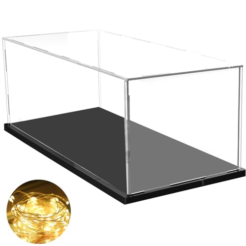 DuvinDD Acrylic Display Case for 1/8 Scale Model Car Large Lego Display Case for 42096 42083 Showcase Countertop Clear Display Box Dustproof Storage Acrylic Box with Black Base(23.6x11.8x7.8inch)