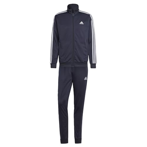 adidas Men's Basic 3-Stripes Tricot Track Suit, Ink/White, Medium Short