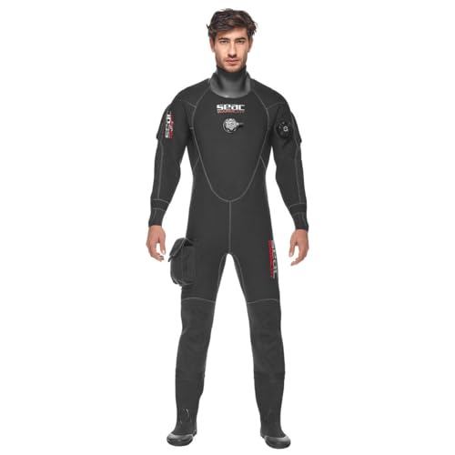 SEAC Men's Warmdry 4mm Neoprene Dry Suit, Black, Small (0060001009040A)