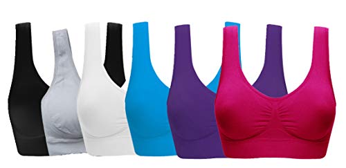Women's Comfort Workout Sports Bra Low-Impact Activity Sleep Bras Pack of 6 5XL
