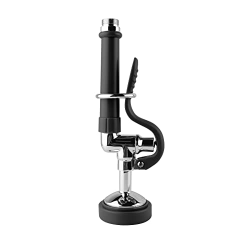 Pre Rinse Sprayer Commercial Sink Sprayer Head,1.42GPM Spray Valve Dish Nozzle with Ergonomic Handle, Faucet Parts for Commercial Kitchen Faucet,Chrome Finished（Black）