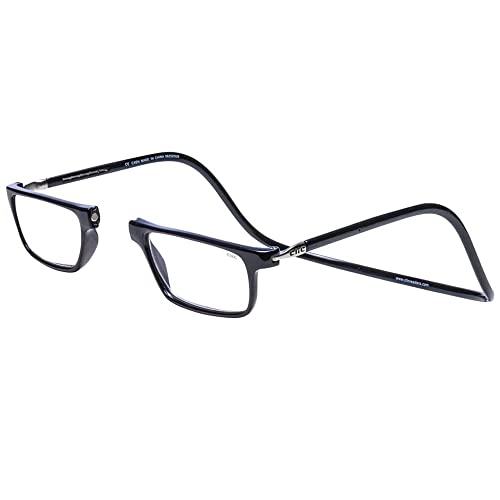 Clic Magnetic Reading Glasses for Men or Women, Computer Readers, Executive (M-XL, Black, 2.00 Magnification)