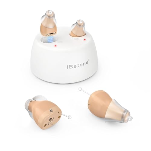 iBstone K19 Hearing Aids, Rechargeable Hearing Aids to Assist Hearing for Seniors Adults, Mini Completely-in-Canal Digital Hearing Devices with Noise Cancellation, OTC, Pair, 2024 Version