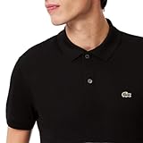 Lacoste Mens Short Sleeve Pima Jersey Interlock Regular Fit Polo, Black, Large