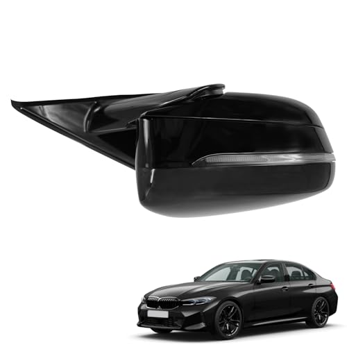 LoftMarte Black Right Passenger Mirror with Blind Spot for B-M-W 320i 330i 330e 2019-2023 Mirror Assembly with Turn Signal