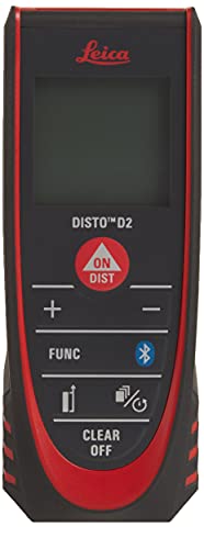 Leica Geosystems DISTO D2 New 330ft Laser Distance Measure with Bluetooth 4.0, Black/Red, 1.7 x 1 x 4.6 inches
