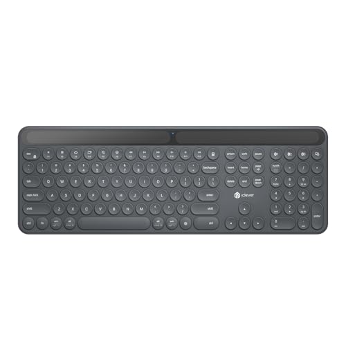 iClever Solar Bluetooth Keyboard, Wireless Keyboard with Solar & Indoor Light Charging, Full Size, 3-Device Connectivity, Silent Scissor Round Keys, Numeric Keypad for Office/Home/Mac/Windows