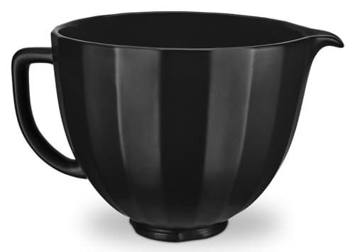 KitchenAid 5 Quart Ceramic Bowl for all KitchenAid 4.5-5 Quart Tilt-Head Stand Mixers KSM2CB5PBS, Black Shell
