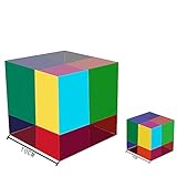 CMYCUBE CMY Colorful Cube, 3.93 inch (100mm) Acrylic Mixing Color Cube Prism for Physics Education Learning and Office Desktop Decor, Scientific Toys and Gifts for Kids