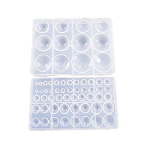 Yalulu 2Pc/Set Various DIY 0.5cm-6cm Half Round Cabochon Gem Resin Silicone Casting Molds for Epoxy Resin Jewelry Making Mould