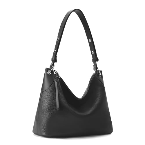befen Genuine Leather Hobo Crossbody Bags for Women, Black Soft Real Leather Purses Womens Shoulder Bag Handbags Everyday Hobo Bags with Adjustable Strap & Tassel for Work& Daily & Travel
