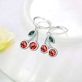 Cherry Earrings 925 Sterling Silver Sweet Cherry Fruit Earrings Cherry Jewelry Gifts for Women Wife