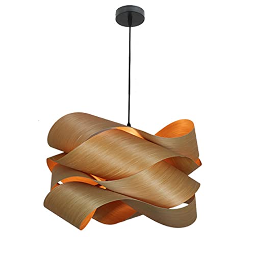 QIVGXBO Wooden-Skin Hanging Lamp Creative Ultra -Thin Material Design Chandelier Contemporary Unique Designer Pendant Lighting Pendant Lamp Fixture for Dining Living Room, Bedroom and Foyer
