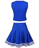 GRAJTCIN Cheerleader Costume for Women Halloween Cosplay Girls Cheerleading Uniform Cheer Outfit Crop Top Dress (L, Blue)