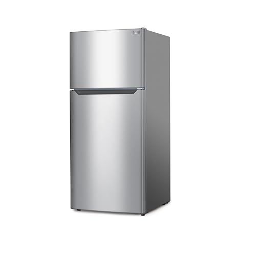 BLACK+DECKER 18.1 Cu. Ft. Top Mount Refrigerator with Ice Maker, 2-Door Refrigerator with Top Freezer, Freezer with Icemaker and Adjustable Temperature Control, ENERGY STAR, BR1810HIMS, Stainless Look