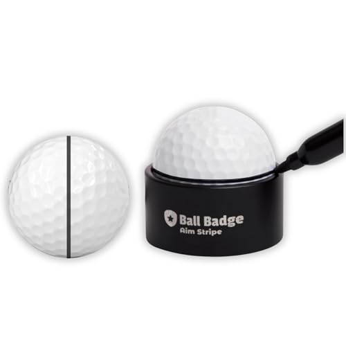 HODL 21 Ball Badge Aim Stripe - 360 Degree Golf Ball Line Marker Kit with Golf Bag Attachment - Golf Ball Alignment Marker Tool - Full Metal Alignment Ball Marker - Putting Alignment Tool