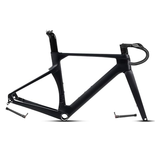 KLYso 700C Carbon Racing Frame with Fork Handlebar Thru Axle Disc Brake Frame Lightweight Internal Routing Road Bike Frameset(56CM)