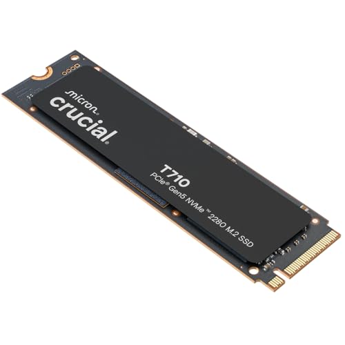 Crucial T710 1TB Gen5 NVMe SSD, Up to 14,900 MB/s, PCIe 5.0 M.2 2280, Internal Solid State Drive, Compatible with Laptop, Desktop, +Acronis Software - CT1000T710SSD8-01