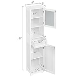 Yaheetech Tall Bathroom Storage Cabinet 67″, Wooden Floor Cabinet with Glass Door, Freestanding Storage Organizer with Adjustable Shelves, 1 Drawer and Open Storage for Bathroom, Kitchen, Living Room