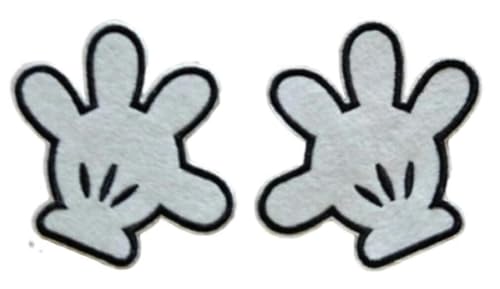 Mickey Cartoon Mouse Hands Four Fingers White Gloves 3.25 Inches Tall Iron On Set of 2 Patches