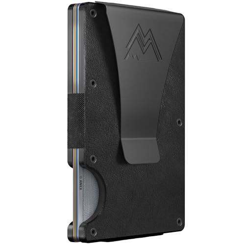 Mountain Voyage Minimalist Wallet for Men & Women - Slim RFID Wallet, Scratch Resistant, Credit Card Holder & Money Clip, Easily Removable Money & Cards, Mens & Womens Wallets (Onyx Black Leather)