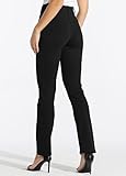 Willit 29" Women's Yoga Dress Pants Straight Leg Work Slacks Stretchy Office Casual Pants 4 Pockets Belt Loops Black M