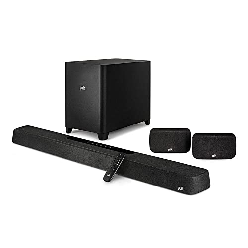 Polk Audio MagniFi Max AX SR 7.1.2 Channel Sound Bar with 10" Wireless Subwoofer & SR2 Surround Speakers, Dolby Atmos and DTS:X Certified, Polk's Patented VoiceAdjust & SDA Technologies, Black