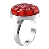 Shop LC Red Color Murano Style Glass Stainless Steel Cocktail Ring for Women Jewelry Size 8 Birthday Gifts