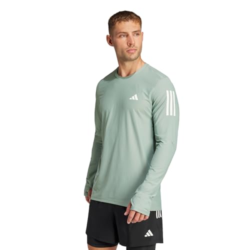 adidas Men's Own The Run Long Sleeve T-Shirt, Silver Green
