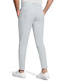 SERAMY Men's Golf Dress Pants 30" Inseam Stretch Skinny Tapered Lightweight Breathable Chino Trousers with Pockets for Casual Work Light Grey 34