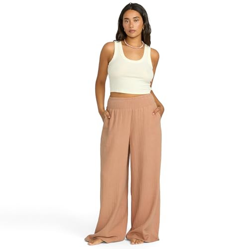 Billabong Women's Relaxed Fit New Waves Gauze Elastic Waist Pants, Rinse Blue