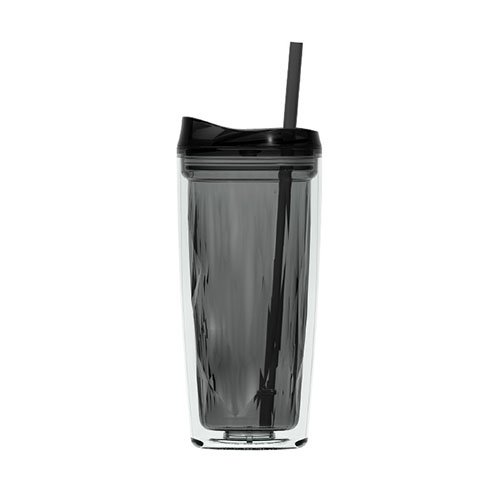 Simply Green Solutions 16 Ounce Acrylic Hot or Cold Travel Tumbler, Double Wall Insulation for up to 2hr. Warm or 4hr. Cold Beverage, 8Hx3.5W, Graphite