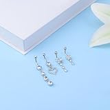 LEE&RO Silver Belly Button Ring Dangle Stainless Steel Belly Rings 14G Belly Button Piercing Cute Navel Ring Belly Piercing Jewelry