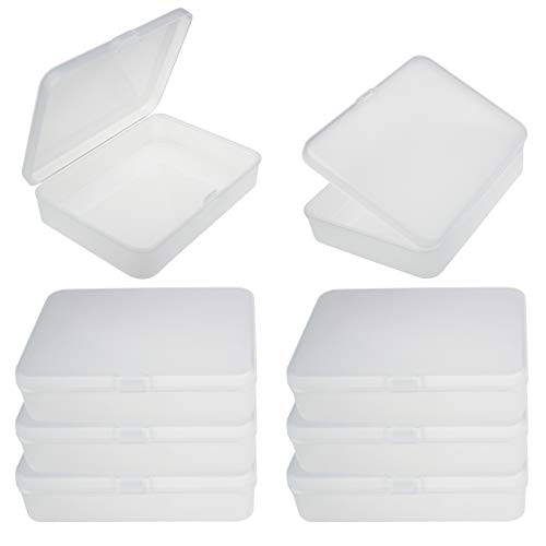Goodma 8 Pieces Frosted Rectangular Plastic Boxes Empty Storage Organizer Containers with Hinged Lids for Small Items and Other Craft Projects (4.5 x 3.3 x 1.1 inch)