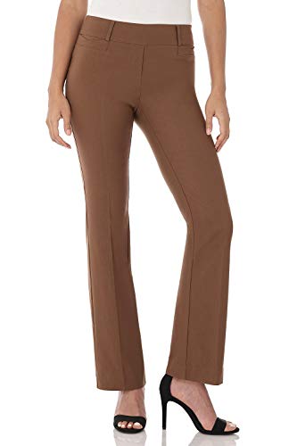 Rekucci Womens Ease into Comfort Fit Barely Bootcut Business Casual Stretch Pants in Regular/Tall/Petite fit (6 Short, Chestnut)