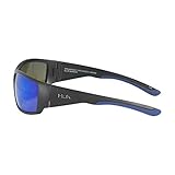 HUK, Polarized Lens Eyewear with Performance Frames, Fishing, Sports & Outdoors Sunglasses Oval, (Spearpoint) Blue Mirror/Matte Black, Medium/Large