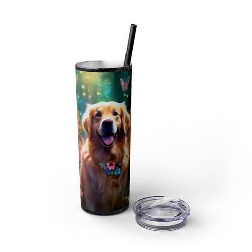 Golden Retriever with Fairy Wings Tumbler