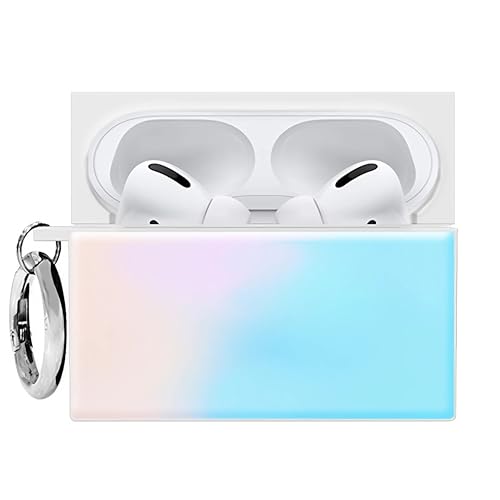 Flaunt Official Square AirPods Pro Case with Silver Ring - Compatible with AirPods Pro 2nd / 1st Generation - Wireless Charging - Lightweight & Shockproof (Iridescent)
